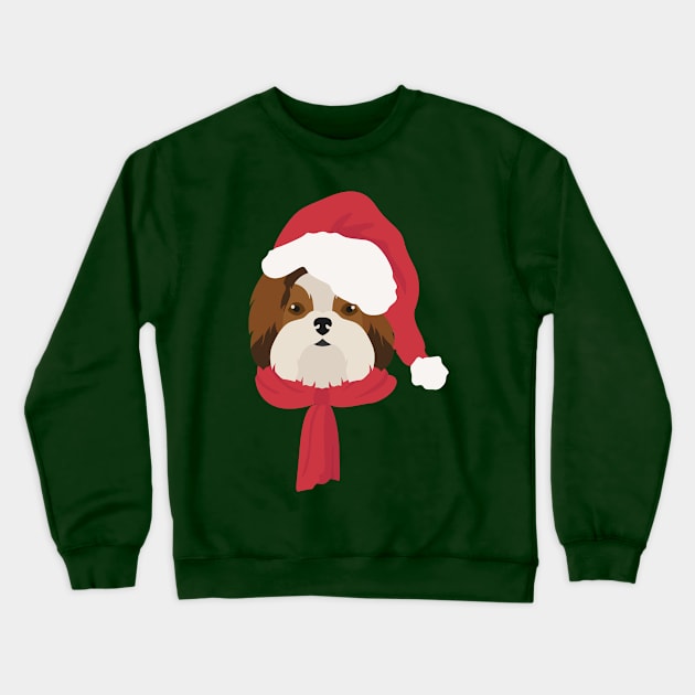 Christmas Shih Tzu Dog Face Crewneck Sweatshirt by JunkyDotCom